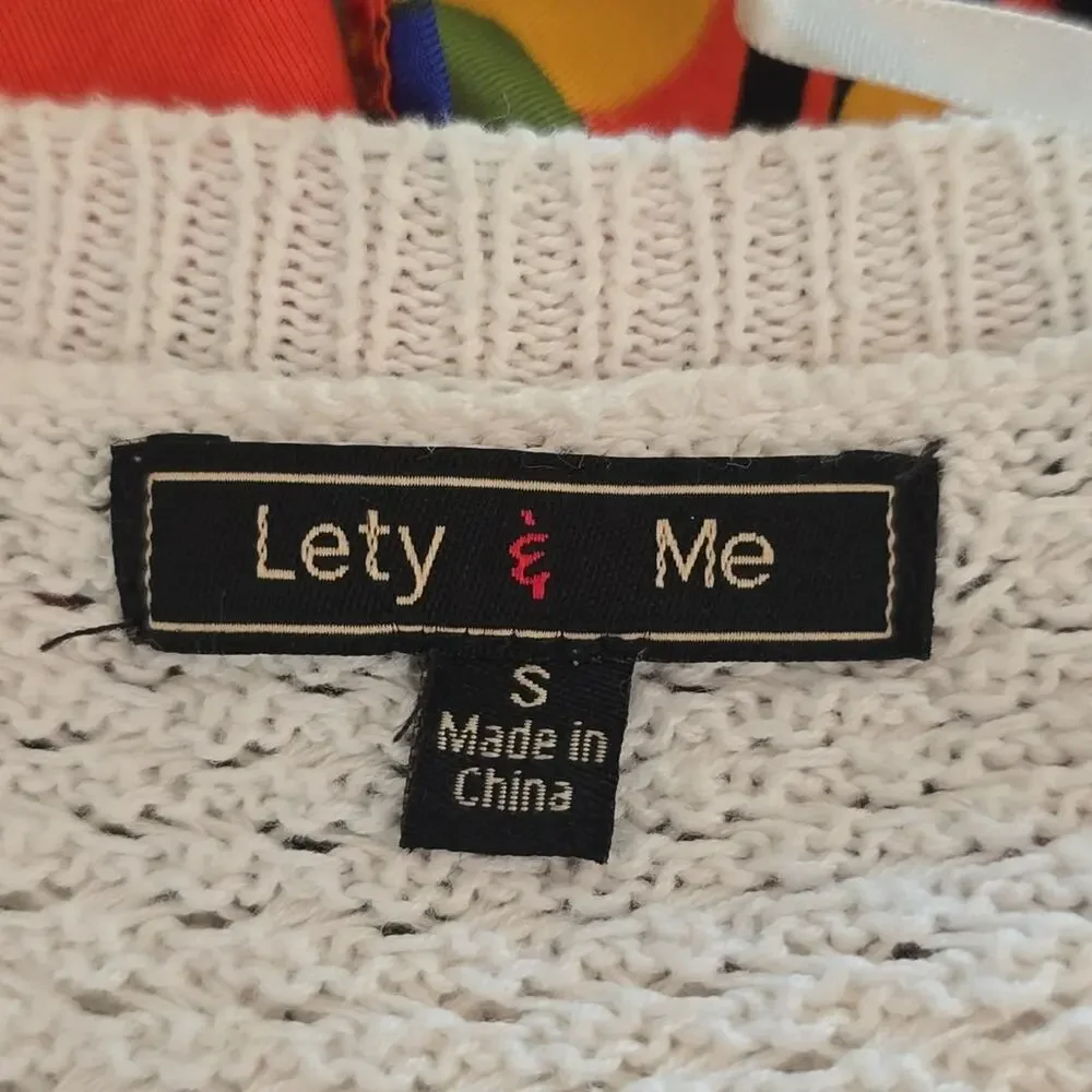 Stitch Fix Letty & Me White Knit Sweater With Suede Elbow Patches